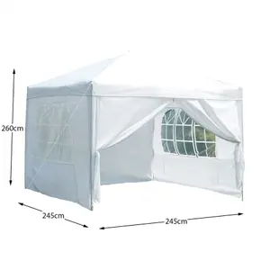 Garden Vida White Pop up Gazebo With Sides (H)2.6m (W)2.5m (D)2.5m Garden Outdoor Marquee Party Tent