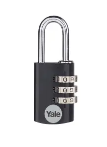 Yale Black Aluminium Combination Padlock 28m - YE3CB/28/126/1/BK