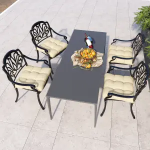 Outsunny Set of 4 Outdoor Seat Cushion with Ties, for Garden Furniture, Beige