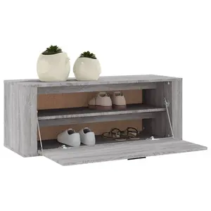 Berkfield Wall Shoe Cabinet Grey Sonoma 100x35x38 cm Engineered Wood