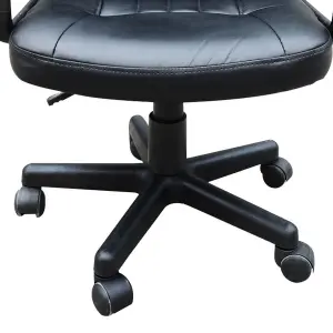 HOMCOM PU Leather Office Chair Swivel Mid-Back Computer Desk Chair, Black