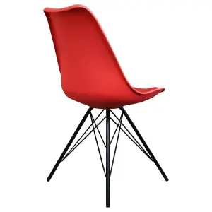 Soho Red Plastic Dining Chair with Black Metal Legs