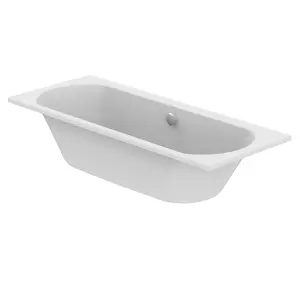 Ideal Standard Tesi White Rectangular Square Bath Double ended Bath with 0 Tap holes (L)169.5cm (W)69.5cm