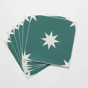 Quadrostyle Starry Night Green Wall Tile and Furniture Vinyl Stickers 15cm(L) 15cm(W) pack of 6