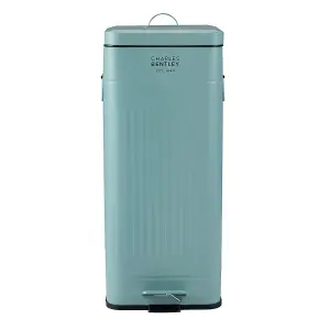 Charles Bentley 30L Steel Square Retro Kitchen Pedal Waste Bin Heritage Green