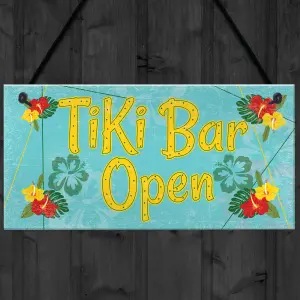 Red Ocean Tiki Bar Open Hanging Bar Pub Plaque Cocktails Beach Decoration Sign Friendship Gift