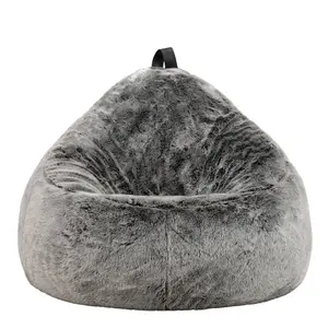 icon Cocoon Faux Fur Bean Bag Arctic Wolf Grey Bean Bag Chairs