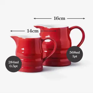 WM Bartleet & Sons Porcelain Traditional Churn Jugs Set of 2, Red