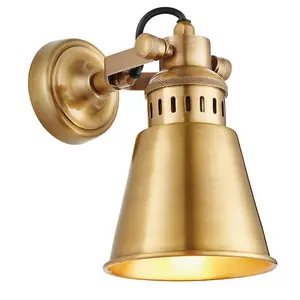 2 PACK Industrial Adjustable Wall Light Antique Solid Brass Shade Vintage Lamp