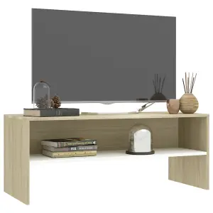 Berkfield TV Cabinet White and Sonoma Oak 100x40x40 cm Engineered Wood