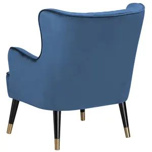 Wingback Chair VARBERG Velvet Dark Blue