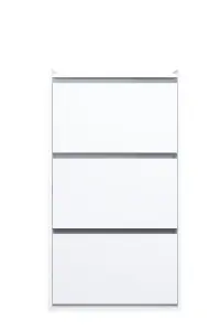 Adel Shoe Cabinet with 3 Flip Doors, 65 x 32 x 118 cm, White