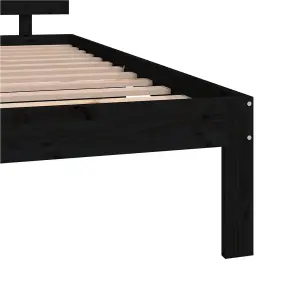 Berkfield Bed Frame Black Solid Wood 150x200 cm King Size