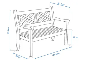 Winawood Speyside 2 Seater Wood Effect Bench - Powder Blue