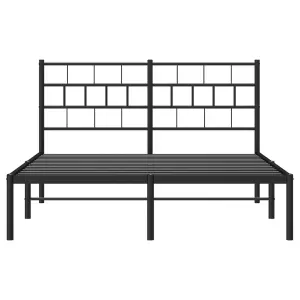 Berkfield Metal Bed Frame with Headboard Black 140x200 cm