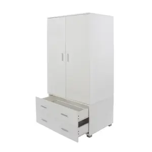 White Gloss 2 door, 2 drawer low wardrobe, Lido White