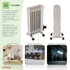 Oypla Electrical 1500W 7 Fin Portable Oil Filled Radiator Electric Heater