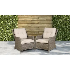 Set of 2 Weatherproof Rattan Wicker Dining Chairs with Cushions for Outdoor Spaces