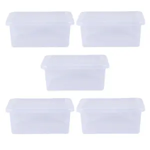 Wham Crystal 17L Small Under Bed Plastic Storage Boxes With Lids - Pack of 5. Clear, Strong, Made in UK Clear