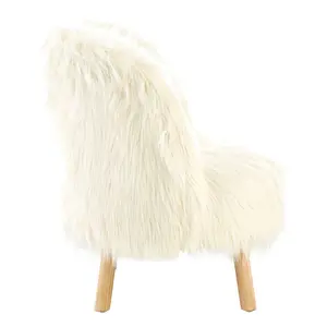 Interiors by Premier White Faux Fur Chair, Backrest Indoor Accent Chair, Easy to Clean Small Lounge Chair