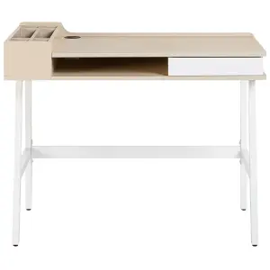 Home Office Desk with Storage White PARAMARIBO