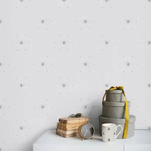 Sophie Allport Grey Bees Pearl effect Embossed Wallpaper