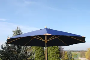 Large Hardwood Garden Parasol Umbrella-3.5M Wide- Navy Blue