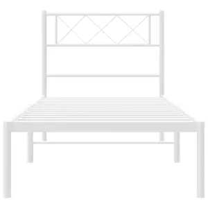 Berkfield Metal Bed Frame with Headboard White 100x190 cm