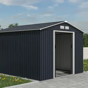 Charles Bentley 8ft x 10ft Metal Garden Storage Outdoor Shed Zinc Frame Grey