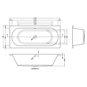 Dezine Alto 1700 x 750mm Double Ended Bath