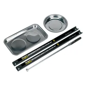 Sealey Magnetic Bowl & Tool Holder Set With Stainless Steel Trays 5pc S0773