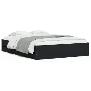 Berkfield Bed Frame with Drawers without Mattress Black 150x200 cm King Size