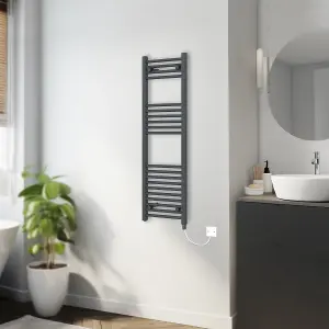 Rinse Bathrooms 600W Electric Heated Warming Towel Rail Bathroom Radiator Anthracite - 1200x400mm