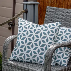 Gardenwize Pair of Outdoor Garden Sofa Chair Furniture Scatter Cushions- Grey/White Geometric Print