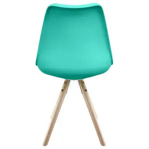 Soho Aqua Plastic Dining Chair with Pyramid Light Wood Legs