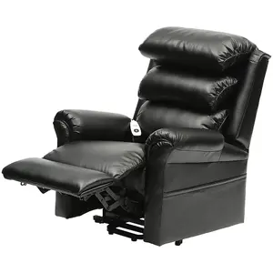 Wall Hugging Rise and Recline Lounge Chair - Wipe Clean PU Leather - Black