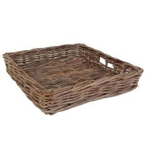 Vintage Square Rattan Serving Basket Tray