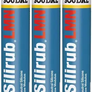 Soudal Silirub LMN Neutral Silicone Sealant, Anthracite Grey, 300ml RAL 7016 (130268) (Pack of 3)