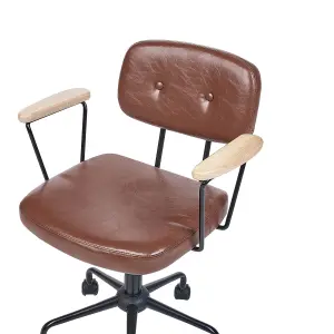 Desk Chair Faux Leather Brown ALGERITA