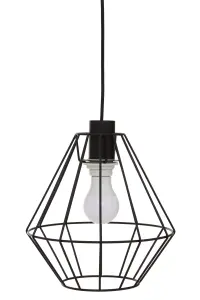 Interiors by Premier Wyra Black Cage Pendant Light