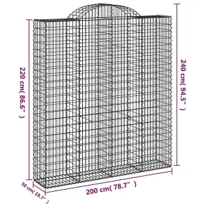 Berkfield Arched Gabion Basket 200x50x220/240 cm Galvanised Iron