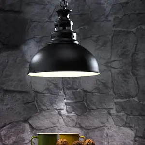 Luminosa Istanbul Dome Pendant Ceiling Light, Matt Black