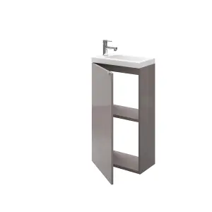 GoodHome Imandra Gloss Anthracite Single Freestanding Bathroom Cloakroom unit (H) 790mm (W) 43.6mm