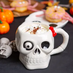 Fax Potato - Halloween Stoneware Skull Mugs - 750ml - Pack of 4