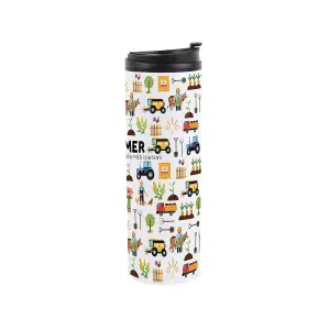 Farmer Travel Mug - Novelty Trades Gift Stainless Steel Vacuum-Sealed Double-Walled Hot/Cold Drinks Travel Flask