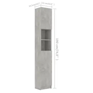 Berkfield Bathroom Cabinet Concrete Grey 32x25.5x190 cm Engineered Wood