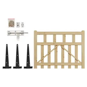 Outdoor Wooden Garden Gate Fence with Door Latch 120cm W x 90cm H