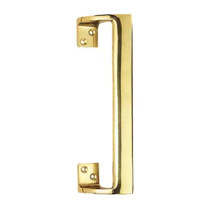 Cranked Oval Grip Door Pull Handle 225mm Length 46.5mm Proj Polished Brass