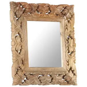 Berkfield Hand Carved Mirror Brown 50x50 cm Solid Mango Wood