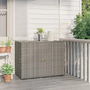 Berkfield Garden Storage Cabinet Grey 100x55.5x80 cm Poly Rattan